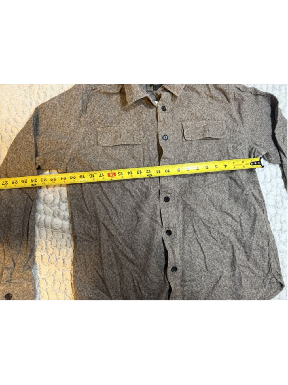 Grayers Gray Solid Woven Cotton Long Sleeve Point Collar Button-Up Shirt, L - Picture 3 of 8
